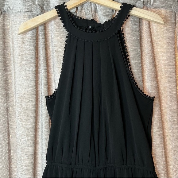 Black Pom Pom Trim Cinched Waist High-neck Romper Size Medium - Picture 3 of 15
